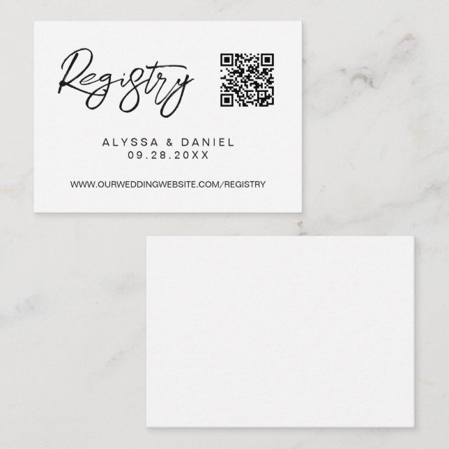 Tarjeta De Recepción Registro de bodas personalizado con código QR Simp (Anverso / Reverso)