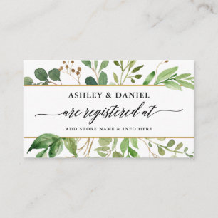 Tarjeta De Recepción Registro de Bodas verdes botánicos de caligrafía
