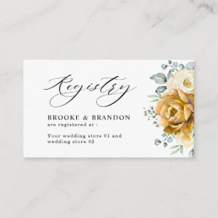 Tarjeta De Recepción Registro de Bodas verdes de mustard amarilla flora