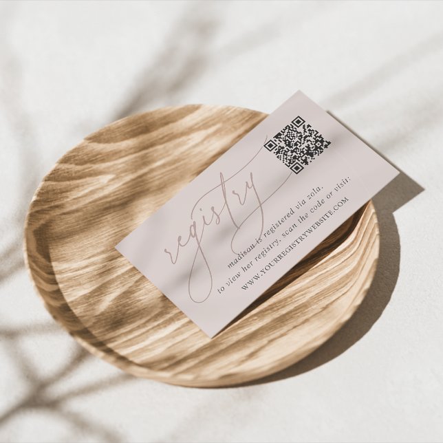 Tarjeta De Recepción Registro de Bridas con Guión de Taupe Rosa o Baby  (Subido por el creador)