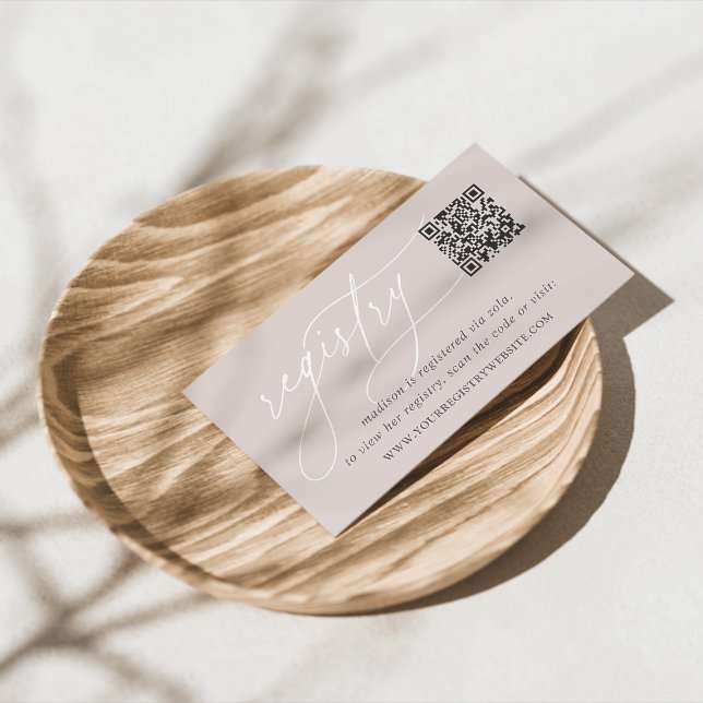 Tarjeta De Recepción Registro de Bridas con Guión de Taupe Rosa o Baby  (Subido por el creador)