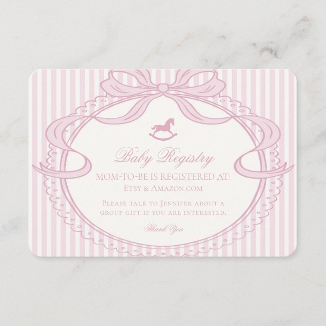 Tarjeta De Recepción Registro de Caballo de Balanza con Lazo Coquette R (Anverso)