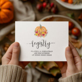 Tarjeta De Recepción Registro de calabaza floral otoño ducha de novia