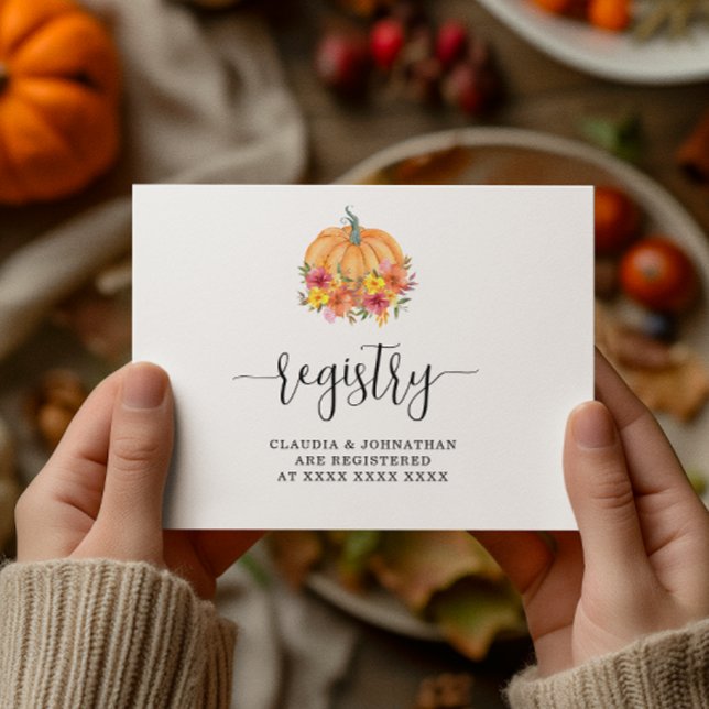 Tarjeta De Recepción Registro de calabaza floral otoño ducha de novia (Subido por el creador)