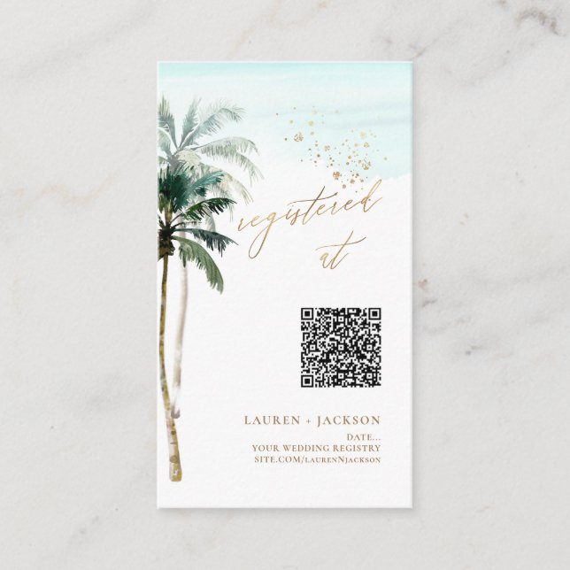 Tarjeta De Recepción Registro de código QR de ArtsApp Palmas Tropicales (Anverso)