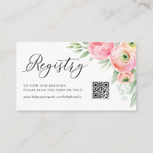 Tarjeta De Recepción Registro de código QR de Baby Shower Ranunculus ro