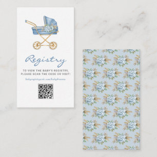Tarjeta De Recepción Registro de código QR de Baby Shower Stroller Azul