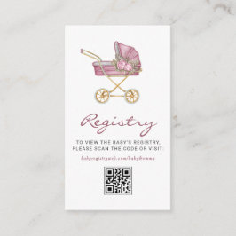 Tarjeta De Recepción Registro de código QR de Baby Shower Stroller Rosa
