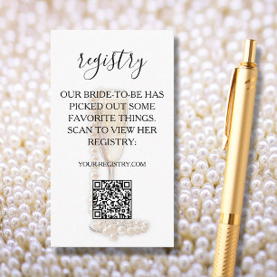 Tarjeta De Recepción Registro de código QR de Pearls & Prosecco Bridal