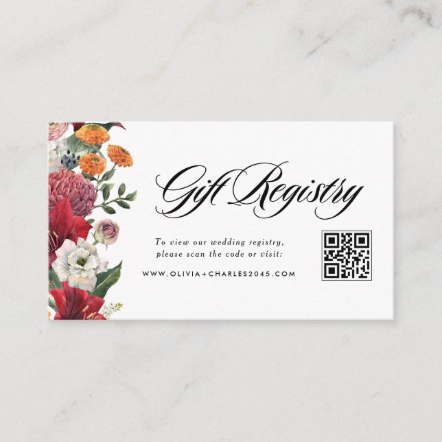 Tarjeta De Recepción Registro de código QR del Boda de Amaryllis y Mamá (Anverso)