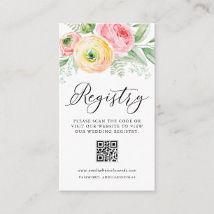 Tarjeta De Recepción Registro de código QR del Boda de color de agua Ra
