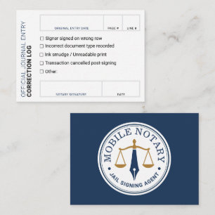 Tarjeta De Recepción Registro de Corrección de Errores del Diario Notar