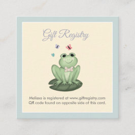 Tarjeta De Recepción Registro de Cumpleaños de Bebé Niño Rana Azul Capr