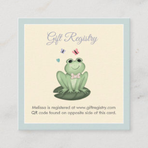 Tarjeta De Recepción Registro de Cumpleaños de Bebé Niño Rana Azul Capr