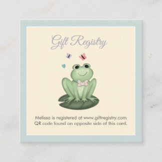 Tarjeta De Recepción Registro de Cumpleaños de Bebé Niño Rana Azul Capr