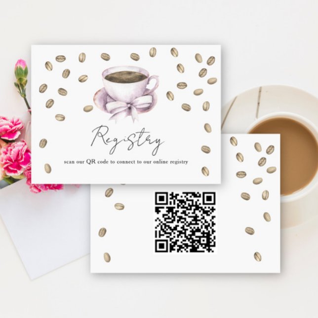 Tarjeta De Recepción Registro de Desayuno de Boda con Código QR de Café (Subido por el creador)