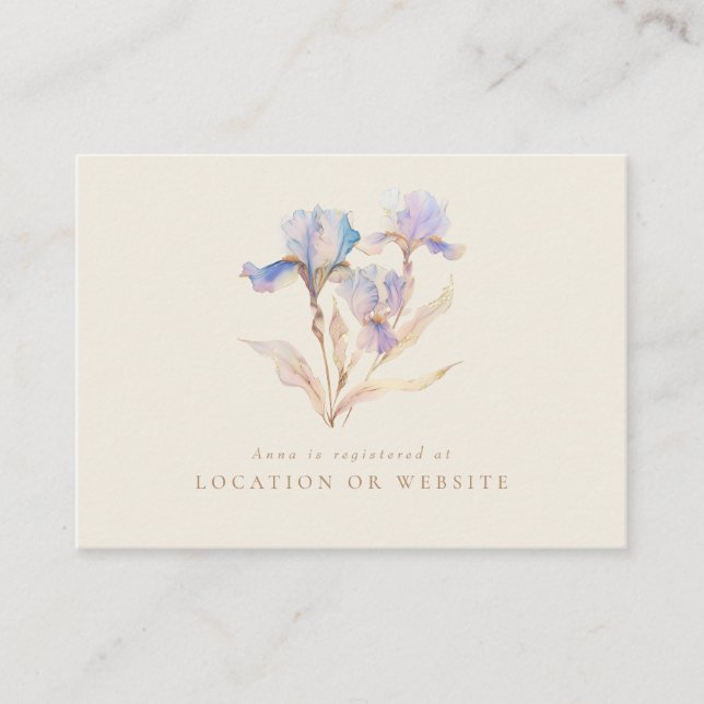 Tarjeta De Recepción Registro de Despedida de Soltera de Iris (Anverso)