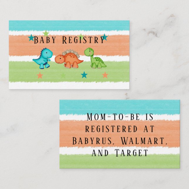 Tarjeta De Recepción Registro de Dinosaurios y Estrellas (Anverso / Reverso)
