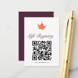 Tarjeta De Recepción Registro de Ducha de Novia Hojas de Arce Otoño