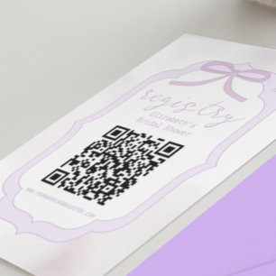 Tarjeta De Recepción Registro de Ducha Nupcial con Lazo Morado Acuarela