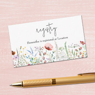 Tarjeta De Recepción Registro de Ducha Nupcial de Flor Silvestre