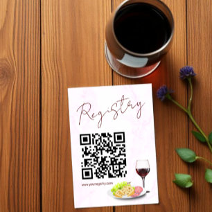 Tarjeta De Recepción Registro de Ducha Nupcial de Vino y Charcutería