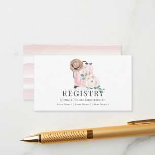Tarjeta De Recepción Registro de Ducha Nupcial Maleta Rosa de Viaje