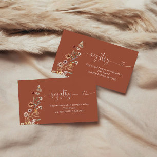 Tarjeta De Recepción Registro de Ducha Nupcial Terracotta Tiny Wildflow