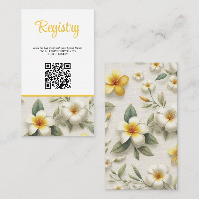 Tarjeta De Recepción Registro de Ducha Tropical Floral Bridal (Anverso / Reverso)