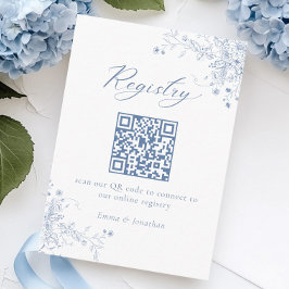 Tarjeta De Recepción Registro de duchas Blue Bridal