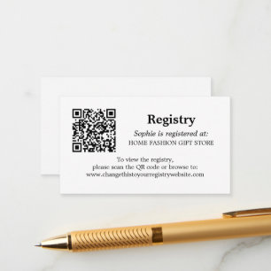 Tarjeta De Recepción Registro de duchas de novias Código QR Blanco negr