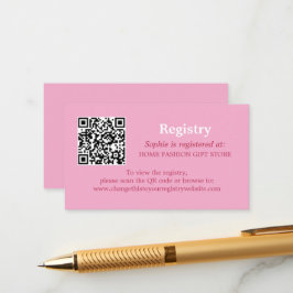 Tarjeta De Recepción Registro de duchas de novias Código QR Magenta ros