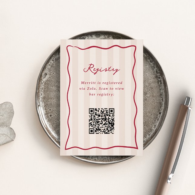 Tarjeta De Recepción Registro de duchas de novias de banda rosa y roja (Subido por el creador)