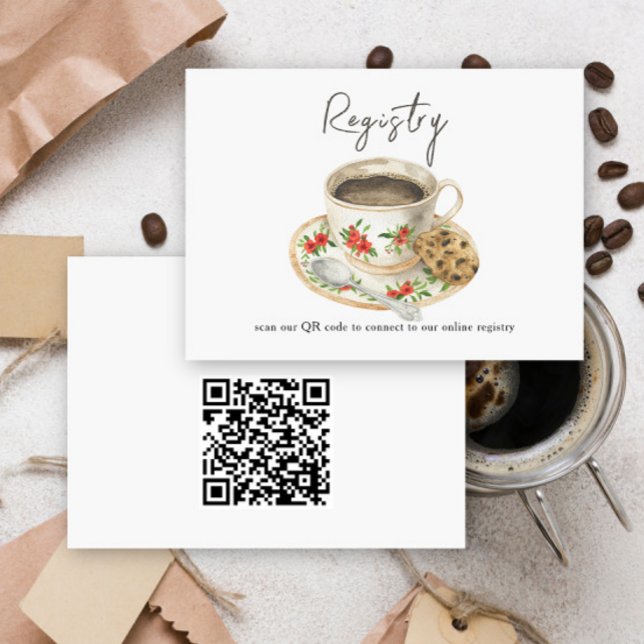 Tarjeta De Recepción Registro de duchas de novias de código QR de café (Subido por el creador)