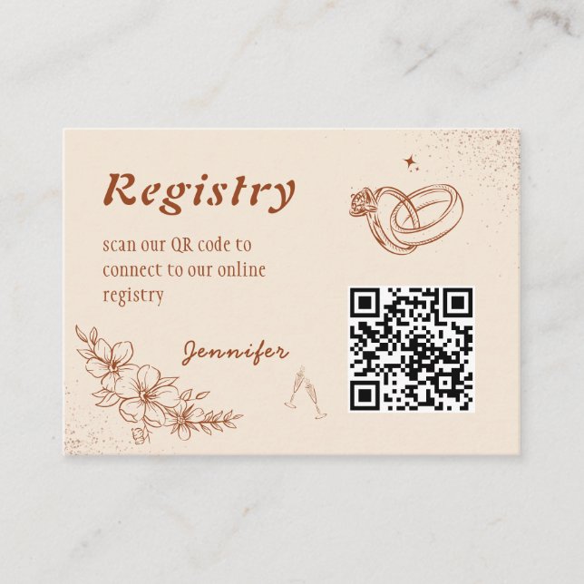Tarjeta De Recepción Registro de duchas de novias del código QR occiden (Anverso)