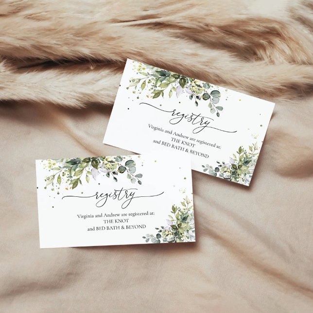 Tarjeta De Recepción Registro de duchas de novias florales de eucalipto (Subido por el creador)