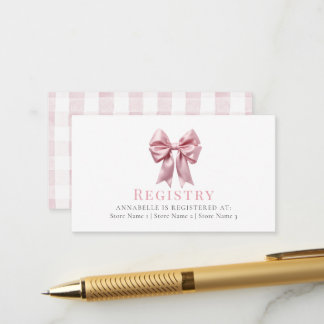 Tarjeta De Recepción Registro de Fiesta de Bebé Niña con Lazo Rosa Coqu