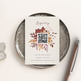 Tarjeta De Recepción Registro de flores silvestres otoñales Código QR