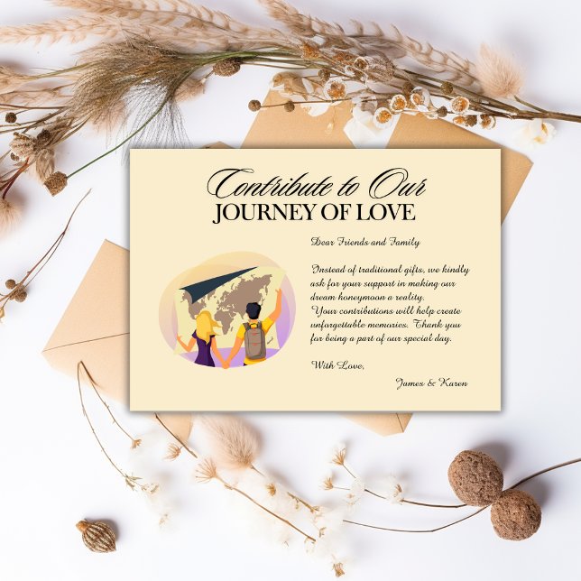 Tarjeta De Recepción Registro de Fondo de Luna de Miel Código Qr Regalo (Honeymoon Fund Registry Qr Code Wedding Gift Enclosure Card)