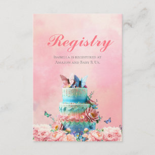 Tarjeta De Recepción Registro de gemelos de mariposas hermosas para beb