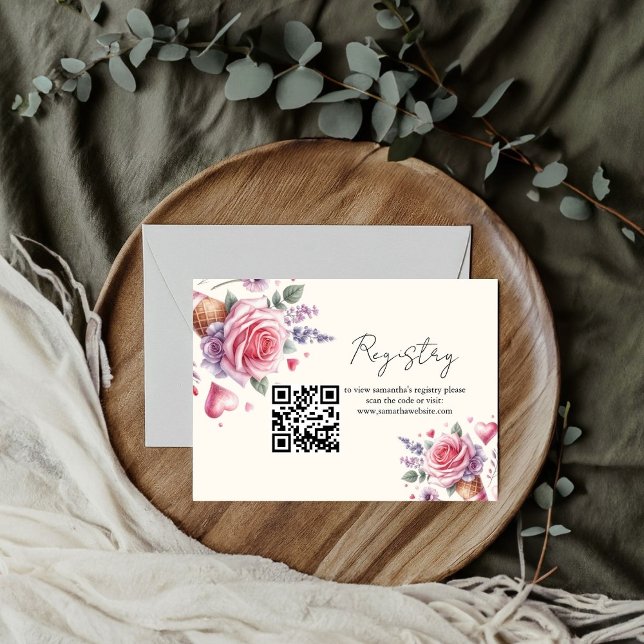 Tarjeta De Recepción Registro de helados de flores Ducha de novia (Subido por el creador)