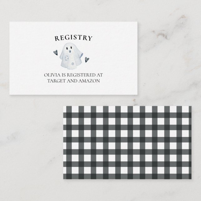 Tarjeta De Recepción Registro de Little Boo de Baby Shower de Halloween (Anverso / Reverso)