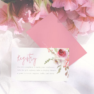 Tarjeta De Recepción Registro de Lluvia de Regalos Nupciales de Flores