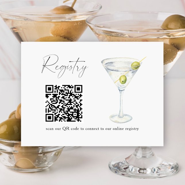 Tarjeta De Recepción Registro de martini QR código de ducha de novia (Subido por el creador)