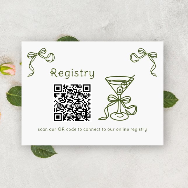 Tarjeta De Recepción Registro de martini QR código de ducha de novia (Subido por el creador)
