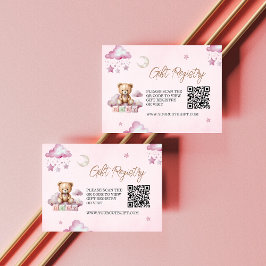 Tarjeta De Recepción Registro de niñas de oso rosa suave QR Código Inse