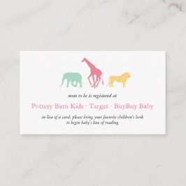 Tarjeta De Recepción Registro de niñas Safari Animal Simple