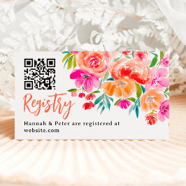 Tarjeta De Recepción Registro de novias del Boho naranja floral de flor
