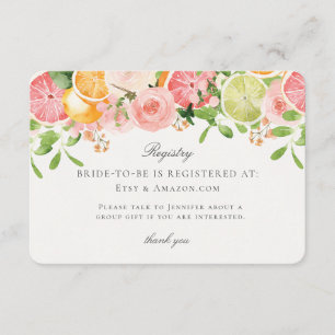 Tarjeta De Recepción Registro de novias florales de Pastel Citrus Inser