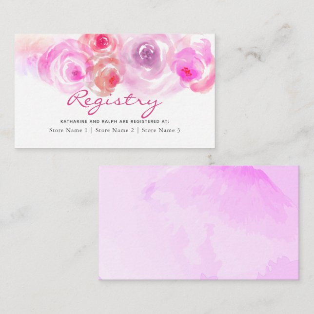 Tarjeta De Recepción Registro de obsequios acuáticos de rosas polvorien (Anverso / Reverso)